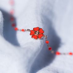 Gigi Clozeau - Flower Classic Gigi Coral diamond bracelet, Yellow Gold, 6.7 Elegant White Gold Enamel Bracelets, Red Diamond Bracelet Gift, Elegant Red Enamel Bracelets, White Gold Bracelet With Flower Charm Gift, Enamel Jubilee Bracelet Jewelry As Gift, Enamel Jubilee Bracelet As A Gift, Enamel Jubilee Bracelet For Gift, Bracelet Rose Gold, Flower Bracelet