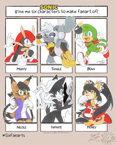 sonic the hedgehog and other cartoon characters are depicted in this comic strip, which features different