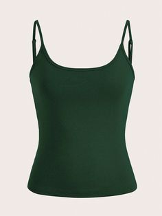 Green Cami Top, Dark Green Tank Top, Dark Green Tank Top Outfit, Dark Green Clothes, Green Clothes, Green Top, Top Verde, Dark Green Top, Green Cami