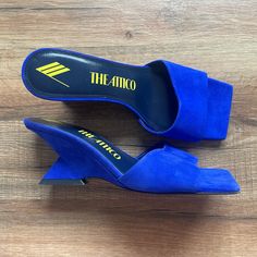 Brand New Never Worn, No Box Or Dust Bag Heel Height: 6 Cm Exterior: 100% Suede Interior: 100% Leather Sole: Leather Size: Eu 37 Msrp $740 Modern Blue Heels With Square Toe, Modern Blue Square Toe Heels, The Attico, Suede Mules, Shoe Game, Mule Clogs, Mules Shoes, Clogs, Heel Height