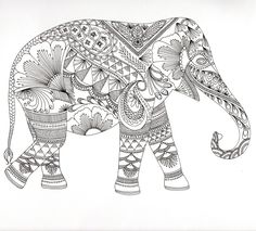 an elephant with intricate patterns on it's body