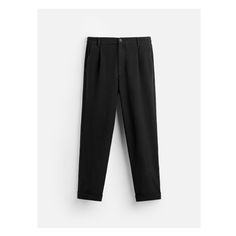 Relaxed fit pants made of cotton blend fabric. Front pleats at waist. Front pockets and back welt pockets. Turned up cuffs. Front zip and button closure. Black Cotton Ankle-length Dress Pants, Casual Workwear Pants With Rolled Hem, Casual Pants With Rolled Hem For Workwear, Chino Cotton Twill Bottoms With Belt Loops For Workwear, Chino Cotton Twill Workwear Bottoms With Belt Loops, Classic Rolled Hem Bottoms For Workwear, Classic Bottoms With Rolled Hem For Workwear, Classic Workwear Bottoms With Rolled Hem, Cotton Dress Pants With Side Pockets