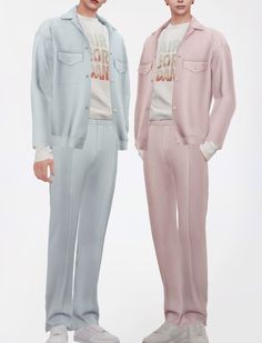 two male mannequins dressed in pastel clothing