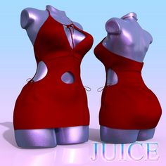 two teddy bears dressed in red and silver with the words juice on their chests