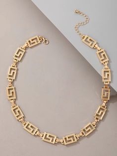 Geo Chain Necklace Elegant Gold Chain Necklace With Chain Print, Elegant Metal Jewelry With Chain Print, Trendy Chain Print Jewelry For Party, Simple Chain Necklace, Simple Chain, Gold Choker Necklace, Gold Choker, Chain Necklaces, Gold Earrings Dangle