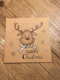 a christmas card with a reindeer on it