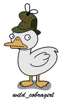 a cartoon duck with a hat on it's head