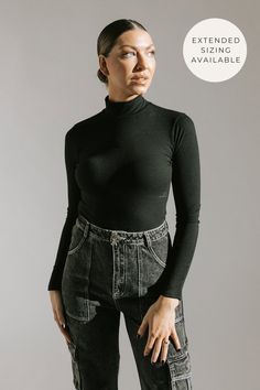 STYLE + FIT NOTES: This All You Need Ribbed Bodysuit is a must-have all year long! Ribbed knit material pairs perfectly with every outfit to keep you looking classy + chic! Take your true size for the perfect fit. Ribbed Bodysuit, Classy Chic, Black Bodysuit, Knitting Materials, Hair Jewelry, Mock Neck, Black Fashion, Ribbed Knit, Must Haves