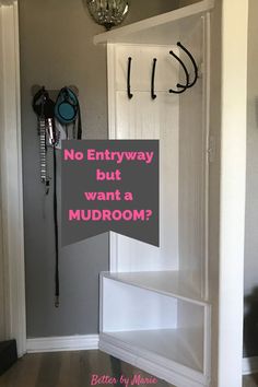 there is a sign that says no entry way but want to be a mudroom