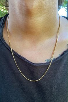 Men's Army of Mine Chain 14k Solid Gold Beaded Chain by CultandGlint on Etsy Necklace Men Gold, Bead Necklace For Men, Men Gold Chain, Mens Necklace Fashion, Elegant Gold Necklace, Chain Necklace Men, Gold Ball Chain, Chain Necklace For Men, Beaded Chain Necklace