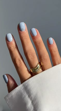 Beach Nails Simple Short, Short Gel Manicure Summer, Short Gel Nail Designs Natural, Healthcare Nails, Shellac Nails Designs, Shellac Nail Designs, Blue Gel Nails, Boho Nails, Space Nails