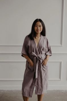 MIDNIGHT Linen Bathrobe in DUSTY LAVENDER. Linen Robe Japanese. Linen Loungewear for Women - Etsy Summer Linen Lounging Robe, Relaxed Fit Linen Kimono For Daywear, Linen Kimono With Kimono Sleeves For Loungewear, Linen Kimono For Daywear, Relaxed Fit Linen Robe For Loungewear, Linen Robe For Daywear, Relaxed Fit Linen Sleep Robe, Linen Sleep Robe, Relaxed Fit Kimono For Sleep