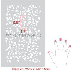 a hand with pink nail polish next to an image of a white background and the text, royal design studio