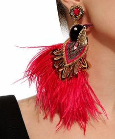 Tweed Rose: MUST HAVE: The colorful creations from the Indian designer Ranjana Khan Beaded Motifs, Dazzling Earrings, Bead Embroidery Jewelry, Embroidery Jewelry, Bohemian Earrings, Big Earrings, Fabric Jewelry