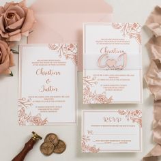 Rose Gold Foil-Stamped Floral Border Invitation Set with Rose Gold Name Tag SWI099T       Card Type  Dimension  Cardstock  Printing Method      Outer envelope  5.2 x 7.5 in(w x h)  No.010 Ivory Shimmer  /      Printed invitation  5.0 x 7.0 in (w x h)  No. 2026 Wedding, Layered Wedding Invitations, Velvet Wedding Invitations, Ivory Wedding Invitations, Orange Wedding Invitations, Inexpensive Wedding Invitations, Affordable Wedding Invitations, Acrylic Wedding Invitations, Acrylic Invitations