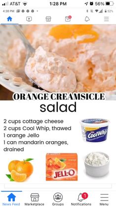 an orange creamsice salad recipe is shown on the screen, and it's in