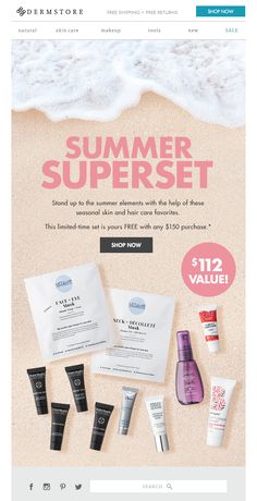 Dermstore summer skin care set email. Get Excited- Our Summer Superset is Here! Rid Of Acne Overnight, Get Rid Of Acne Overnight, Skincare Ads, Makeup Layout, Summer Skin Care, Skincare Sale, Fragrance Photography, Design Campaign