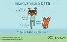 a poster with instructions on how to use yoga poses for kids deer and reindeers