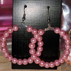 Handcrafted pink faux pearls, hoop earrings. Pink Hoop Earrings, Pretty In Pink, Faux Pearl, Jewelry Earrings Dangle, Etsy Earrings, Pearl Necklace, Dangle Drop Earrings, Chain Necklace, Dangle Earrings