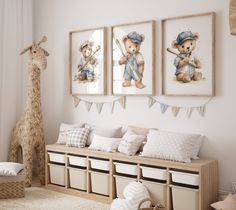 a child's room with teddy bears and toys