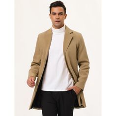 With concise lines, the lapel design, and the button closure, this coat is stylish and generous, showing the elegant charm of men. Put on this simple and fashionable coat to enhance your elegant image, which is a good choice for your wardrobe. Pair this with solid pants to build your smart look. Suitable for autumn and winter, daily and special occasions, such as weddings, parties, business meetings, leisure, travel, etc. Solid Stand Collar Business Blazer, Solid Stand Collar Blazer For Business, Beige Winter Sport Coat For Business, Beige Formal Outerwear With Lapel Collar, Beige Lapel Collar Outerwear For Semi-formal Occasions, Beige Single Breasted Sport Coat For Winter, Beige Single Breasted Sport Coat, Beige Single-breasted Sport Coat For Winter, Formal Single-breasted Long Coat