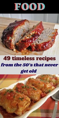 some food is sitting on top of a wooden table and there are two different pictures