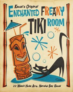 Enchanted Freaky Tiki Room – Art of Scooter Tiki Wedding, Tiki Signs, Tiki Decor, Tiki Bar Decor, Tiki Lounge, Enchanted Tiki Room, Tiki Art, Hawaiian Tiki, Vintage Tiki