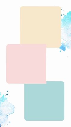 an abstract painting with blue, pink and yellow squares on the bottom right corner in pastel colors