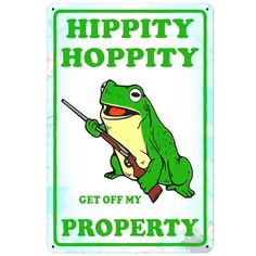 PRICES MAY VARY. 🐸 Premium Materials: This hippity hoppity get of my property sign is used first-class materials, has a great water and chemical resistance. It is made of rust free aluminum, and will stay as good as new even after many years of indoor and outdoor use. 🐸 Novelty Design: The eye-catching frog sign size 8 x 12 inches/ 20cm x 30cm, with funny frog image and words "Hippity Hoppity Get Off My Property" make this no trespassing warning sign realistic and funny, will be a perfect cool Get Off My Property, Funny Door Signs, Property Signs, Vintage Retro Decor, Wall Nails, No Trespassing, Frog Decor, Retro Tin Signs, My Property