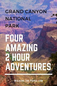 the grand canyon national park with text reading four amazing 2 hour adventures