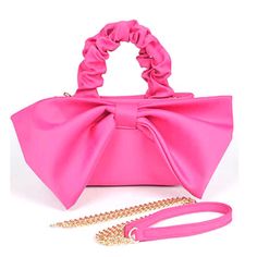 Brand New In Original Factory Packaging Width -8" Height - 5" Depth - 3.5" Composition - Nylon A Super Cute Top Handle Bowtie Clutch! This Bag Is Convertible, You Can Wear As A Crossbody With Shoulder Chain Or Carry Like A Party Clutch. Straps Are Removable. This Bag Is Not Big, But Spacious Enough For All Bring Along Items. Perfect For Bridal Party, Theme Party Or Any Other Semi-Formal Events. This Product Comes In A Smoke Free, Pet Free Environment. Thank You For Your Visit~~ Spring Party Satchel Bag, Trendy Spring Crossbody Evening Bag, Spring Shopping Evening Shoulder Bag, Spring Shoulder Evening Bag With Detachable Handle, Party Bags With Adjustable Strap For Spring, Spring Party Shoulder Bag With Top Handle, Spring Evening Shoulder Bag With Detachable Strap, Evening Satchel With Top Carry Handle For Spring, Spring Handheld Evening Bag For Shopping