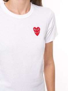 Shop Comme Des Garçons Play logo heart print T-shirt with Express Delivery - FARFETCH Play Logo, Logo Heart, Comme Des Garcons Play, Cotton Logo, Heart Print, Red Heart, White Cotton, Size Clothing, Print T Shirt