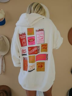 If you know the song, you're pretty cool in our book! This matchbook hoodie is giving 90's country scene and we can't help but obsess over it! *peep the mustards and pink colors on this oatmeal pullover :) Panhellenic Merch, Sweatshirt Business, Merch Ideas, Kimono Sweater, Shoes Outfit Fashion, Hoodie Oversize, Slow Burn, Over It, The Song