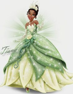 the princess and the frog is dressed in green