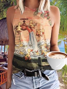 Retro Animals, Top Gifts, Casual Party, The Clothes, Height And Weight, Shoulder Length, Work Outfit, Tank Top Fashion, Shirts Tops