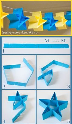 step by step instructions on how to make an origami star garland with paper