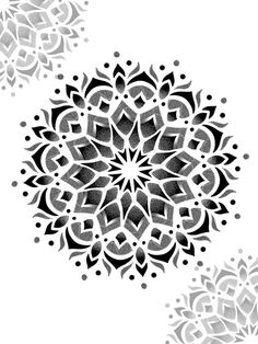 an intricate black and white design on a white background