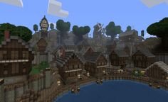 an image of a small town in minecraft