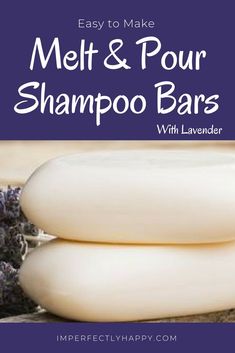 DIY Shampoo Bars - easy to make melt and pour with lavender essential oil. Shampoo Bar Diy, Diy Shampoo Bars, Shampoo Bar Recipe, Homemade Lotion Bars, Homemade Shampoo, Diy Shampoo, Homemade Lotion