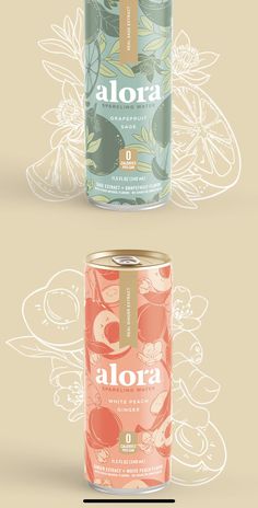 two cans of alora are shown side by side