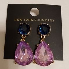 New York Company Earrings Purple And Blue Classy Dressy Earrings Purple, Earrings Color, Blue Purple, Blue And Purple, Color Blue, Jewelry Earrings, Women Jewelry, New York, Purple