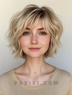 34 Layered Shaggy Bob Hairstyles for All Hair Types: from Short to Long, for Fine or Curly Hair Layered Shaggy Short Hair, Layered Textured Bob Short, Wispy Layered Bob, Short Wavy Messy Hair, Choppy Messy Bob, Short Shaggy Bobs For Fine Hair, Fine Hair Shaggy Bob, Shaggy Bob Hairstyles Curly Hair, Short Blonde Shag Haircut