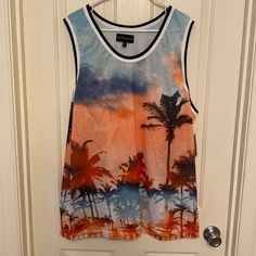 New With Tags Orange Tops With Sublimation Print For Summer, Orange Sublimation Print Top For Summer, Cool Tanks, No Boundaries, Blue Orange, Boundaries, Tank Top Shirt, Color Blue, Mens Shirts