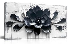 a black and white painting with flowers on it's side, against a white background