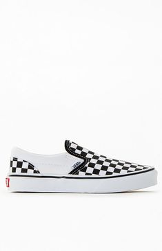 Cool and classic style starts with the Vans Kids Checker Classic Slip-On Shoes. These everyday sneakers rock a black checkered colorway with elastic sides for a comfy fit.


	Canvas upper
	Padded collar
	Elastic sides
	Checker pattern
	Signature rubber waffle outsole Check Vans, Everyday Sneakers, Checkered Shoes, Vans Checkered, Checker Pattern, Vans Kids, My Mobile Number, Black Checkered, Skate Wear