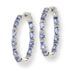 Colleen Lopez Multi-Cut Gemstone Inside/Outside 1.25" Hoop Earrings   Elevate your accessories collection with fine gemstones in a versatile hoop earring design. These stylish, sterling silver inside/outside hoops feature your choice of exquisite, colored gemstones paired with sparkling white zircon accents. Choose Emerald, Tanzanite, Multicolor Tourmaline or Blue Sapphire.       Approx. 1-1/4"L x 1/8"W     Stamped .925; rhodium plating     Pierced with hugger backs     Inside/outside hoop earrings     Choice of colored gemstones alternating with trios of round, white zircons   Stone Information       All sizes and weights approximate     Total Carat Weight: 4.28ct (Emerald), 4.9ct (Garnet), 4.03ct (Tanzanite), 4.36ct (Tourmaline), 5.22ct (Sapphire)     White Zircon - Round; 0.36ct     Eme Elegant Hoop Jewelry With Gemstone Accents, Gemstone Hoop Earrings Fine Jewelry, Cubic Zirconia Gemstone Hoop Earrings, Fine Jewelry Small Hoop Gemstone Earrings, Fine Jewelry Gemstone Hoop Earrings, Gemstone Hoop Earrings For Anniversary, Teardrop Gemstone Hoop Earrings In Fine Jewelry Style, Fine Jewelry Teardrop Gemstone Hoop Earrings, Silver Gemstone Hoop Earrings