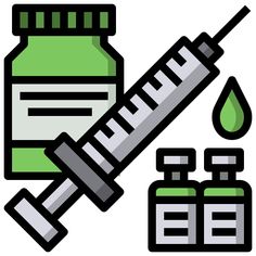 a bottle of medicine and a syringe with drops