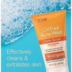 •Twin pack of two, 4.2-fluid ounce tubes of Neutrogena Oil-Free Acne Wash Daily Face Scrub with 2 percent salicylic acid acne medication to help clean and exfoliate deep into the pores to sweep away dirt, oil & pore-clogging dead skin cells •Acne-fighting exfoliating face wash contains MicroClear Technology, a powerful technology scientifically shown to boost delivery of salicylic acid acne medication to the source of breakouts •Our daily face scrub for acne-prone skin contains exfoliators that Acne Face Scrub, Oil Free Acne Wash, Acne Medicine, Acne Medication, Neutrogena Oil, Dermatologist Recommended Skincare, Exfoliating Face Wash, Acne Help, Daily Face Wash