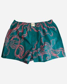 Mens green boxers Ocean Octopus, Men's Boxers, Mens Boxer Shorts, Pink Men, I Am So Happy, Mens Boxers, Sleep Shorts, Eco Friendly Fabric, Mens Green