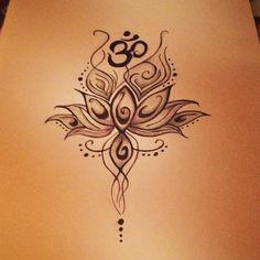 a drawing of a flower with an om sign on it